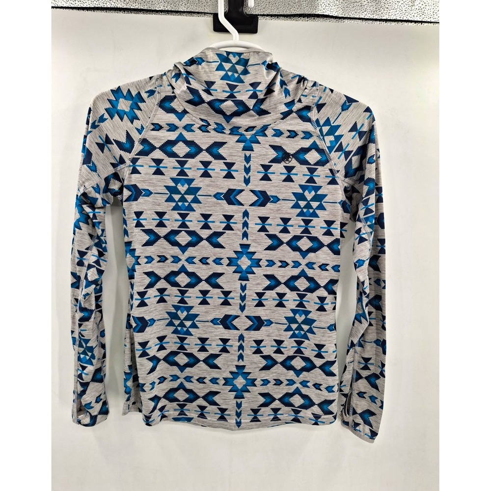 Ariat AriatTEK Women's S Gray Blue Southwestern Geometric Hooded Pullover
